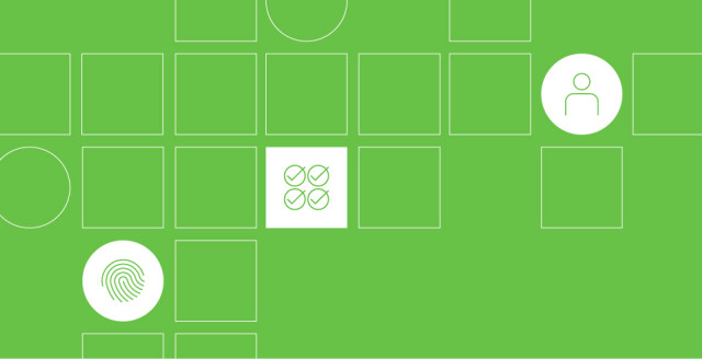 White squares on a green background