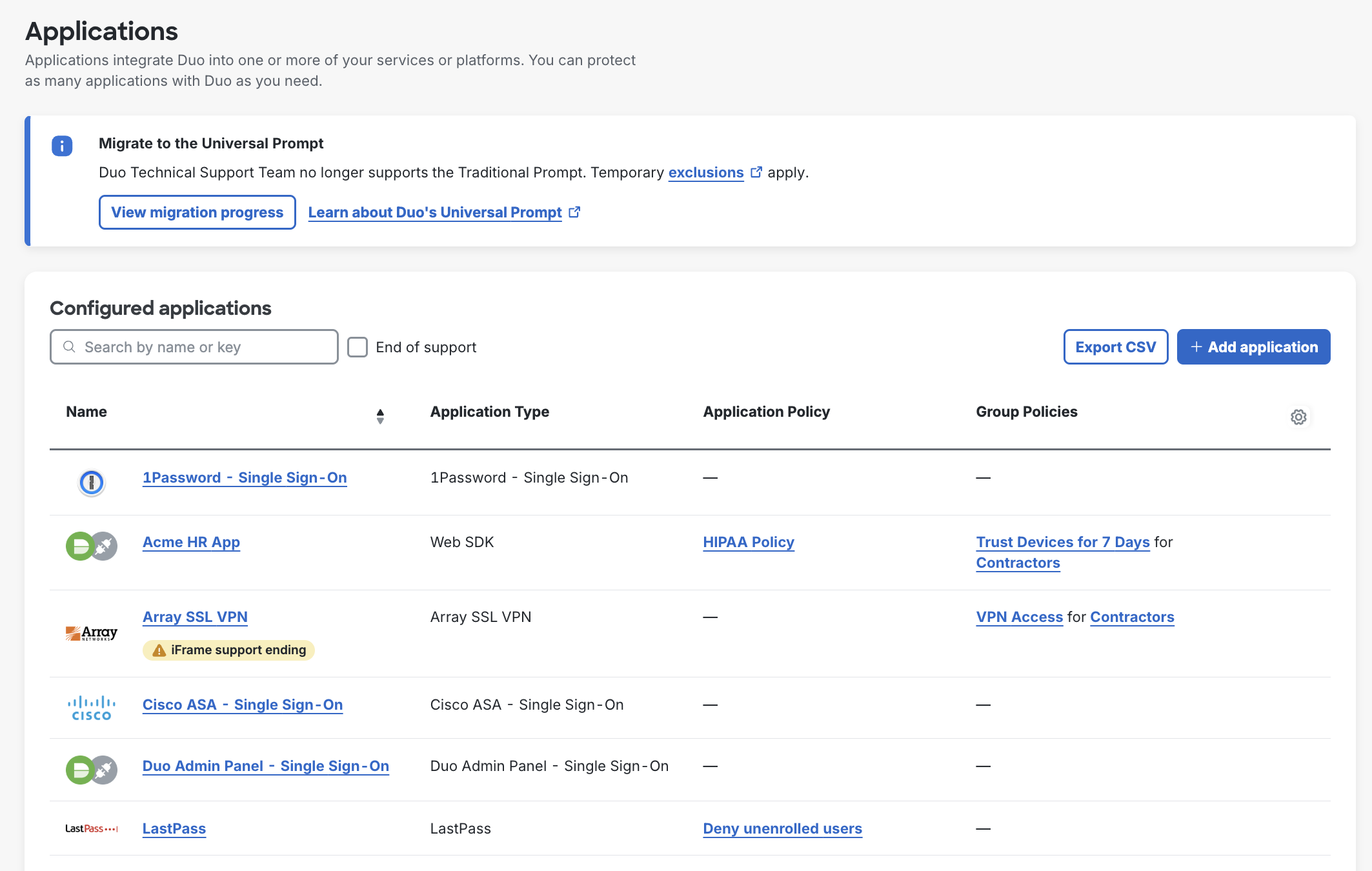 Applications List