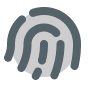 A fingerprint icon displayed prominently against a solid black background, symbolizing identity and security.