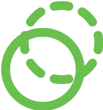 A green circle containing a smaller circle within its center, creating a layered visual effect.