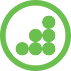 A green circle containing four smaller circles arranged within it, creating a visually balanced design.