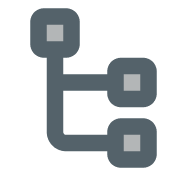 Icon representing a directory structure with a branching path connecting three nodes