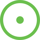 A circular icon featuring a green and white design, symbolizing freshness and simplicity.
