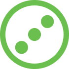 A green circle containing three evenly spaced dots within its interior.