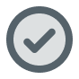 A bold check mark within a circle, contrasting sharply with the black background for visual impact.
