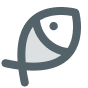 A simple fish icon displayed prominently against a solid black background.
