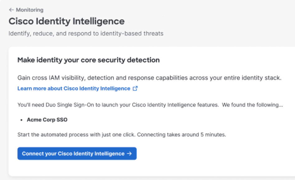 Connect your Cisco Identity Intelligence
