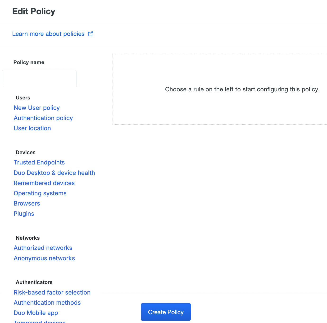 Empty Custom Policy