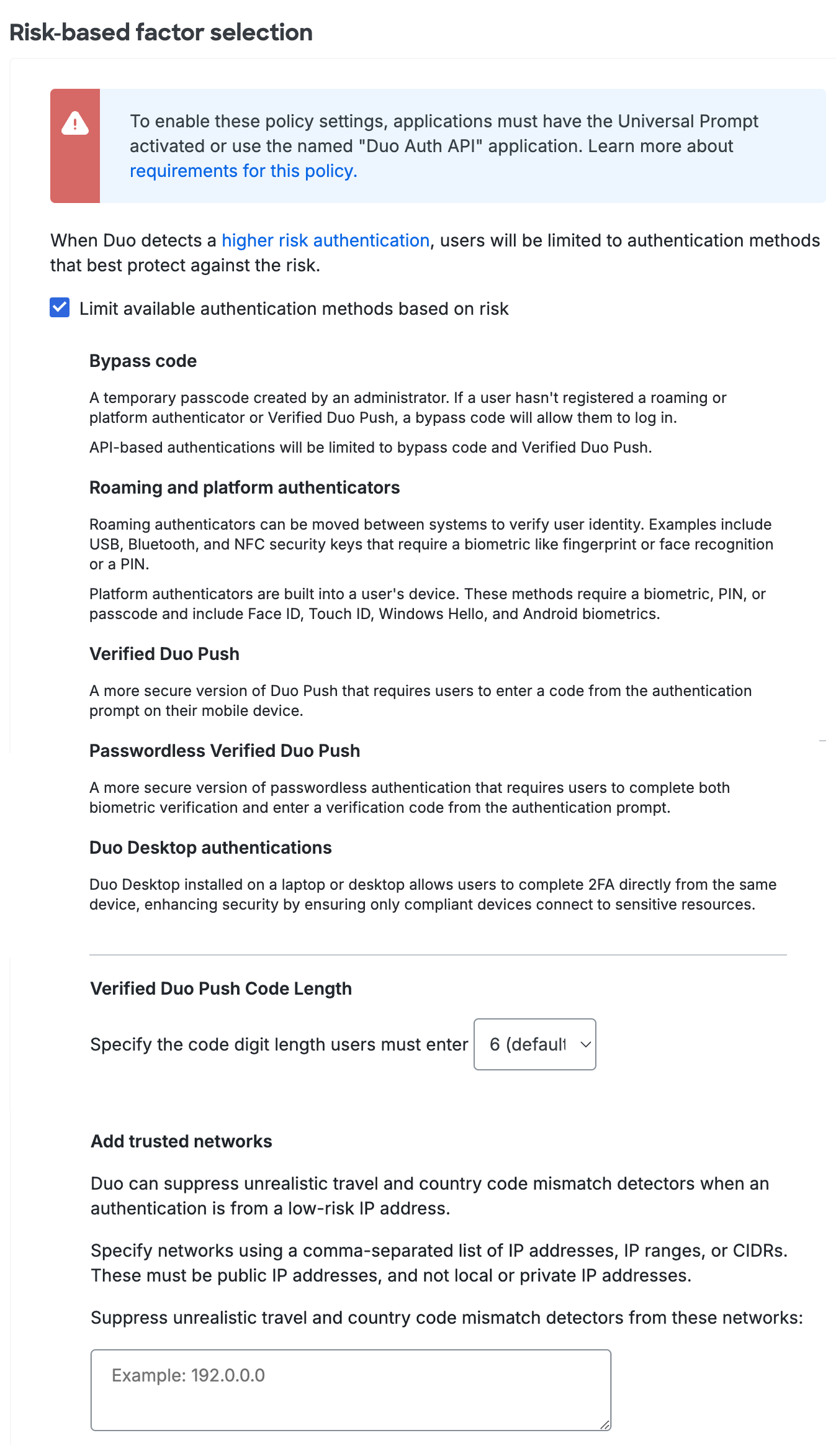 Duo Risk-based Factor Selection Policy Enabled